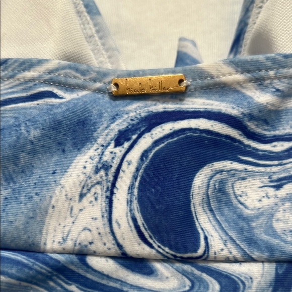 Nicole Miller Studio Swim:Blue and White Patterned Swimsuit - Picture 6 of 6